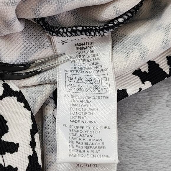 Forever 21 Dress Womens L Black White Animal Print Bodycon Back Bow Cutout Party - Picture 5 of 9